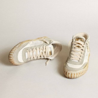 Golden Goose Mid Star With Ice-Gray Suede Inserts And White Star Golden Goose Mid Star With Ice-Gray Suede Inserts And White Star