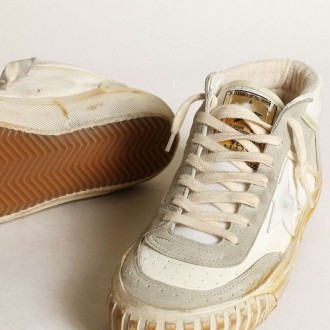 Golden Goose Mid Star With Ice-Gray Suede Inserts And White Star Golden Goose Mid Star With Ice-Gray Suede Inserts And White Star