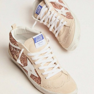Golden Goose Mid Star With Pink Glitter