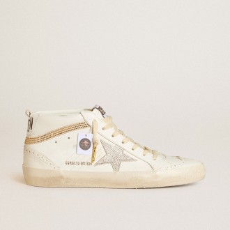 Golden Goose Mid Star With Star And Heel Tab In Suede With Swarovski Crystals