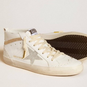 Golden Goose Mid Star With Star And Heel Tab In Suede With Swarovski Crystals