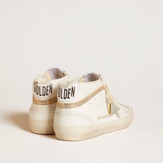 Golden Goose Mid Star With Star And Heel Tab In Suede With Swarovski Crystals