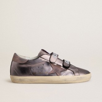 Golden Goose Old School In Purple Laminated Leather With Lilac Nubuck Star And Heel Tab
