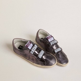 Golden Goose Old School In Purple Laminated Leather With Lilac Nubuck Star And Heel Tab Golden Goose Old School In Purple Laminated Leather With Lilac Nubuck Star And Heel Tab
