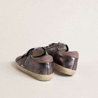 Golden Goose Old School In Purple Laminated Leather With Lilac Nubuck Star And Heel Tab Golden Goose Old School In Purple Laminated Leather With Lilac Nubuck Star And Heel Tab