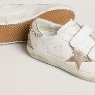 Golden Goose Old School Ltd With Rose Gold Metallic Leather Star And Heel Tab