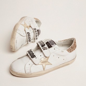 Golden Goose Old School With Gold Star In Laminated Leather Golden Goose Old School With Gold Star In Laminated Leather