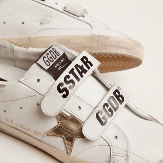 Golden Goose Old School With Gold Star In Laminated Leather Golden Goose Old School With Gold Star In Laminated Leather