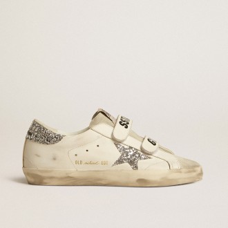 Golden Goose Old School With Silver Glitter Star And Ice-Gray Suede Tongue
