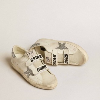Golden Goose Old School With Silver Glitter Star And Ice-Gray Suede Tongue Golden Goose Old School With Silver Glitter Star And Ice-Gray Suede Tongue