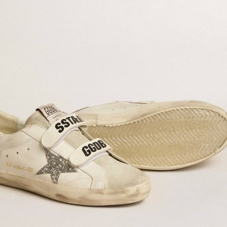 Golden Goose Old School With Silver Glitter Star And Ice-Gray Suede Tongue Golden Goose Old School With Silver Glitter Star And Ice-Gray Suede Tongue