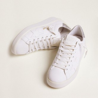 Golden Goose Purestar With Glittery Silver Heel Tab Golden Goose Purestar With Glittery Silver Heel Tab
