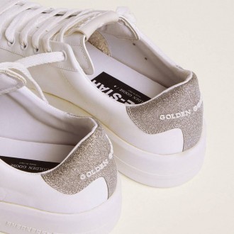 Golden Goose Purestar With Glittery Silver Heel Tab Golden Goose Purestar With Glittery Silver Heel Tab