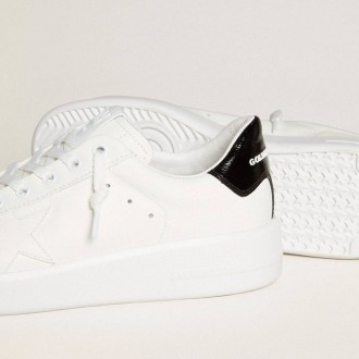 Golden Goose Purestar With Leather Star And Black Patent Leather Heel Tab