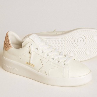 Golden Goose Purestar With Leather Star And Suede Heel Tab With Swarovski Crystals Golden Goose Purestar With Leather Star And Suede Heel Tab With Swarovski Crystals