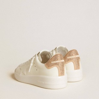 Golden Goose Purestar With Leather Star And Suede Heel Tab With Swarovski Crystals Golden Goose Purestar With Leather Star And Suede Heel Tab With Swarovski Crystals