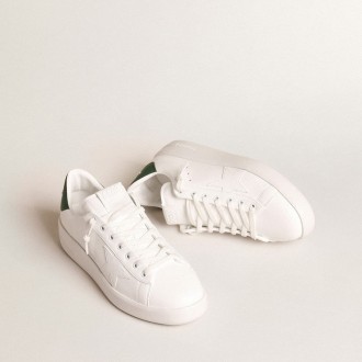 Golden Goose Purestar With White Bio-Based Star And Mat Green Leather Heel Tab Golden Goose Purestar With White Bio-Based Star And Mat Green Leather Heel Tab