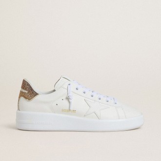 Golden Goose Purestar With White Leather Star And Brown Crystal Heel Tab