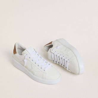 Golden Goose Purestar With White Leather Star And Brown Crystal Heel Tab