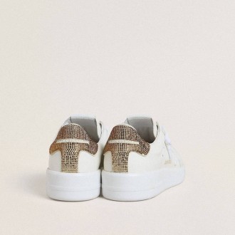 Golden Goose Purestar With White Leather Star And Brown Crystal Heel Tab