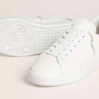 Golden Goose Purestar With White Leather Star And Burgundy Croc-Print Leather Heel Tab