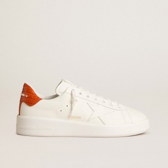 Golden Goose Purestar With White Leather Star And Orange Heel Tab