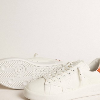 Golden Goose Purestar With White Leather Star And Orange Heel Tab