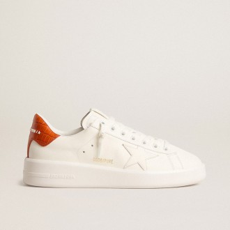 Golden Goose Purestar With White Leather Star And Orange Heel Tab