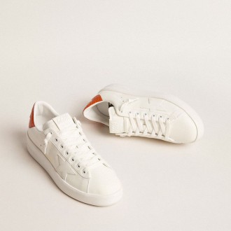 Golden Goose Purestar With White Leather Star And Orange Heel Tab Golden Goose Purestar With White Leather Star And Orange Heel Tab