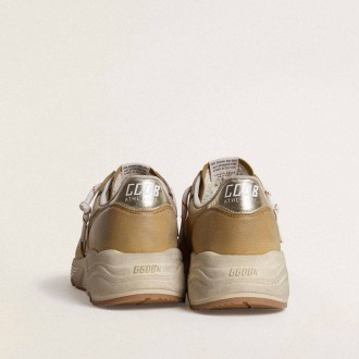 Golden Goose Running Sole In Beige Nubuck With Beige Leather Star