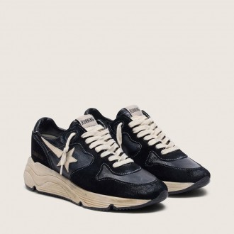 Golden Goose Running Sole In Black Nappa And Suede Golden Goose Running Sole In Black Nappa And Suede