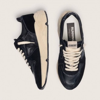 Golden Goose Running Sole In Black Nappa And Suede Golden Goose Running Sole In Black Nappa And Suede