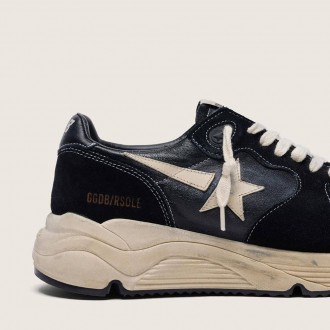 Golden Goose Running Sole In Black Nappa And Suede Golden Goose Running Sole In Black Nappa And Suede