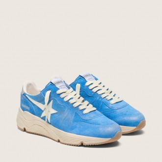 Golden Goose Running Sole In Bright Blue Suede With White Star Golden Goose Running Sole In Bright Blue Suede With White Star