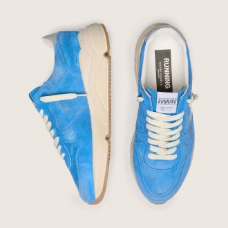 Golden Goose Running Sole In Bright Blue Suede With White Star Golden Goose Running Sole In Bright Blue Suede With White Star
