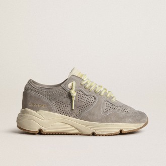 Golden Goose Running Sole In Gray Suede With Gray Suede Star And Heel Tab