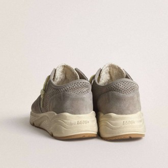 Golden Goose Running Sole In Gray Suede With Gray Suede Star And Heel Tab