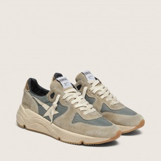 Golden Goose Running Sole In Gray Suede With White Star And White Heel Tab