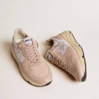 Golden Goose Running Sole In Mesh And Nubuck With Silver Metallic Leather Star Golden Goose Running Sole In Mesh And Nubuck With Silver Metallic Leather Star