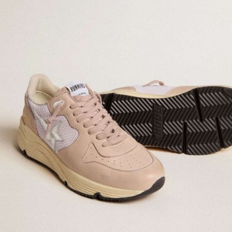 Golden Goose Running Sole In Mesh And Nubuck With Silver Metallic Leather Star Golden Goose Running Sole In Mesh And Nubuck With Silver Metallic Leather Star