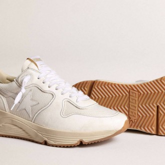 Golden Goose Running Sole In Mesh And White Nappa
