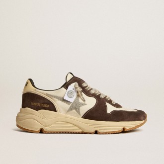 Golden Goose Running Sole In Nappa And Brown Suede With A Swarovski Crystal Star