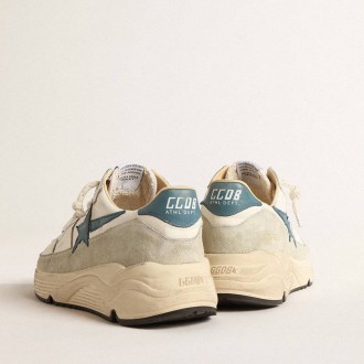 Golden Goose Running Sole In Nappa With Blue Leather Star And Suede Insert