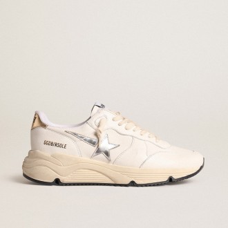 Golden Goose Running Sole In Nappa With Silver Star And Gold Leather Heel Tab