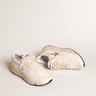 Golden Goose Running Sole In Nappa With Silver Star And Gold Leather Heel Tab