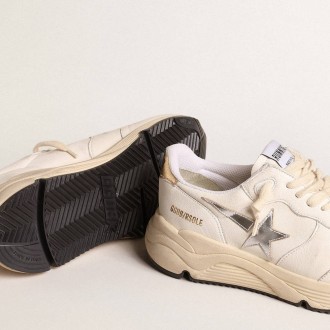Golden Goose Running Sole In Nappa With Silver Star And Gold Leather Heel Tab