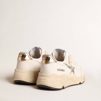 Golden Goose Running Sole In Nappa With Silver Star And Gold Leather Heel Tab