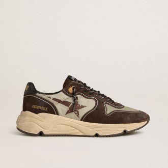 Golden Goose Running Sole In Nylon And Suede With Printed Star And Leather Heel Tab