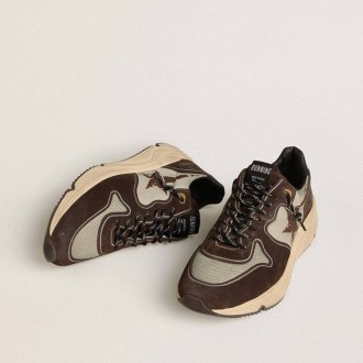 Golden Goose Running Sole In Nylon And Suede With Printed Star And Leather Heel Tab Golden Goose Running Sole In Nylon And Suede With Printed Star And Leather Heel Tab