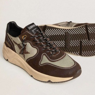 Golden Goose Running Sole In Nylon And Suede With Printed Star And Leather Heel Tab Golden Goose Running Sole In Nylon And Suede With Printed Star And Leather Heel Tab